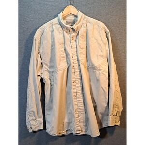 Magellan Sportswear Mens XXL Tan Cotton Quilted Shooting Hunting Shirt Khaki L/S